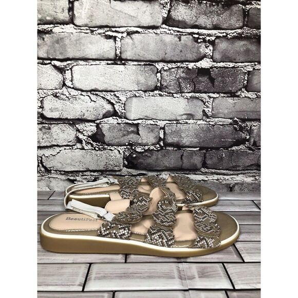 Beautifeel Taupe Patent Leather White Dotted Strap Sandals Women’s Sz 41EU/10.5M - Picture 7 of 16